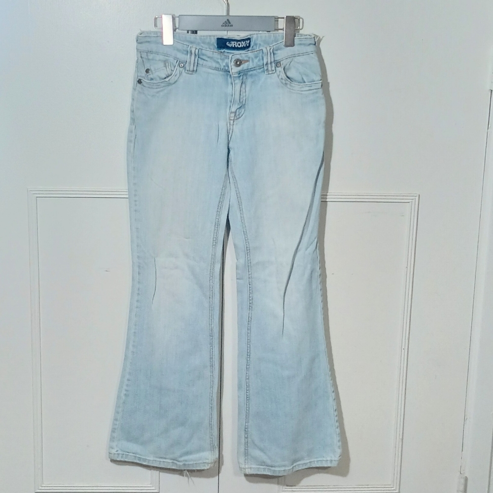 Y2K Juniors Teen Girls Flare Stretch Blue Denim Jeans Size 16 (28x29) CLEARANCE